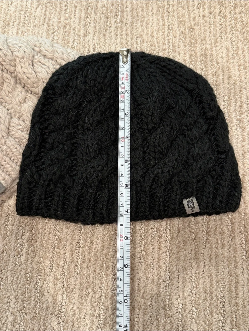The North Face Kids/Womens Cable-Knit Beanie Pair - Black and Cream